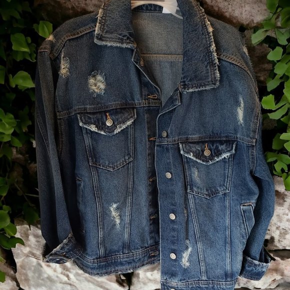 ladies blue jean jacket LG 11/13 - Picture 1 of 4
